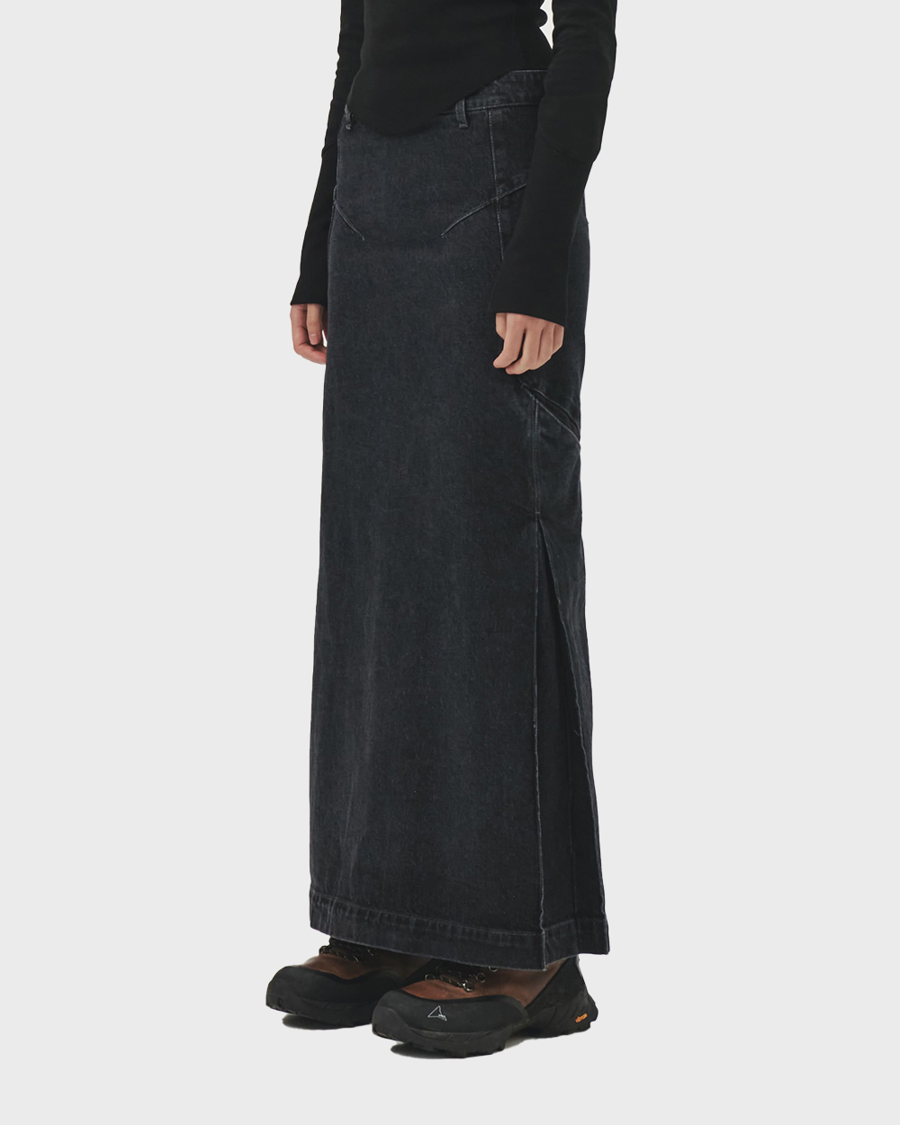 ÉÉ (Étiquette-vidÉ) Women&#039;s denim long skirt (Black)